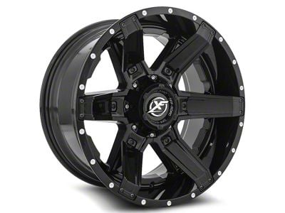 XF Offroad XF-214 Gloss Black with Gloss Black Inserts Wheel; 20x9; 12mm Offset (07-18 Jeep Wrangler JK)