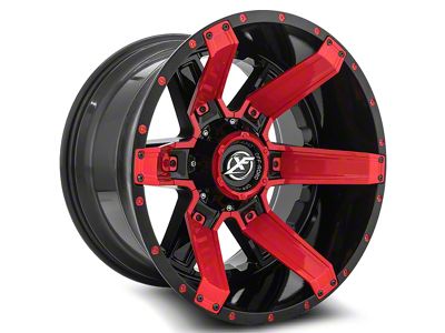 XF Offroad XF-214 Gloss Black with Red Inserts Wheel; 20x10; -12mm Offset (18-25 Jeep Wrangler JL)