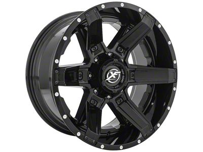 XF Offroad XF-214 Gloss Black with Gloss Black Inserts Wheel; 22x12; -44mm Offset (76-86 Jeep CJ5 & CJ7)