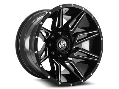 XF Offroad XF-218 Gloss Black and Milled Wheel; 20x10; -12mm Offset (18-25 Jeep Wrangler JL)