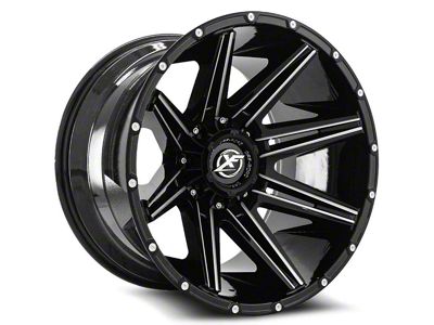 XF Offroad XF-220 Gloss Black Milled Wheel; 22x12; -44mm Offset (18-25 Jeep Wrangler JL)