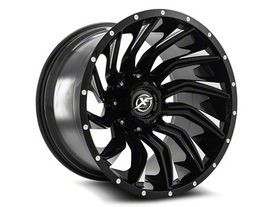 XF Offroad XF-224 Gloss Black and Milled Wheel; 20x10; -24mm Offset (18-25 Jeep Wrangler JL)