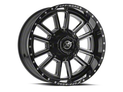 XF Offroad XF-225 Gloss Black and Milled Wheel; 17x10; -12mm Offset (97-06 Jeep Wrangler TJ)