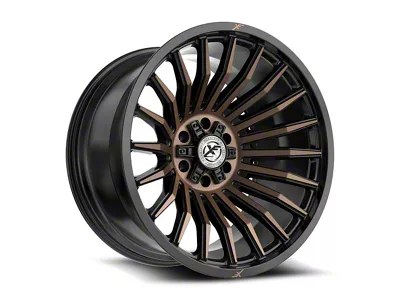 XF Offroad XF-231 Satin Black and Bronze Machined Double Dark Tint Wheel; 24x14; -76mm Offset (07-18 Jeep Wrangler JK)
