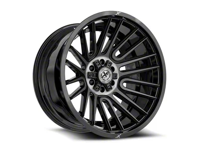 XF Offroad XF-234 Gloss Black and Brushed Double Dark Tint Wheel; 24x14; -76mm Offset (07-18 Jeep Wrangler JK)