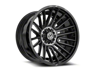XF Offroad XF-234 Gloss Black and Brushed Double Dark Tint Wheel; 24x14; -76mm Offset (18-25 Jeep Wrangler JL)