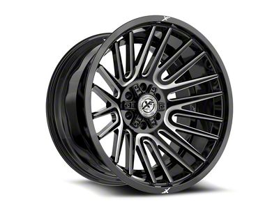 XF Offroad XF-234 Gloss Black and Milled Wheel; 22x12; -44mm Offset (18-25 Jeep Wrangler JL)