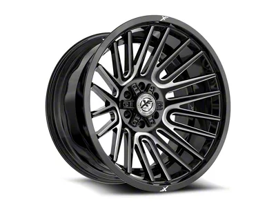 XF Offroad XF-234 Gloss Black and Milled Wheel; 24x14; -76mm Offset (07-18 Jeep Wrangler JK)