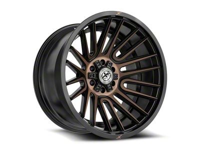 XF Offroad XF-234 Satin Black and Bronze Machined Double Dark Tint Wheel; 20x10; -24mm Offset (07-18 Jeep Wrangler JK)