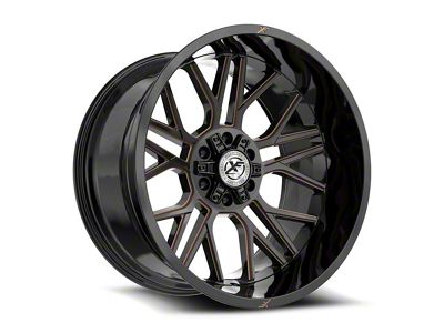 XF Offroad XF-235 Gloss Black and Bronze Milled Wheel; 20x9; 12mm Offset (07-18 Jeep Wrangler JK)