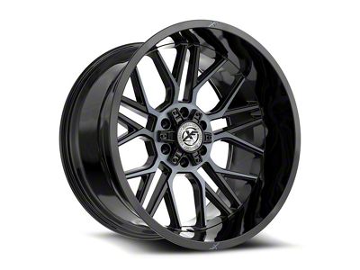 XF Offroad XF-235 Gloss Black and Machined Titanium Double Dark Tint Wheel; 24x12; -44mm Offset (18-25 Jeep Wrangler JL)
