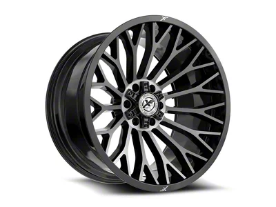 XF Offroad XF-237 Gloss Black and Brushed Double Dark Tint Wheel; 24x14; -76mm Offset (07-18 Jeep Wrangler JK)