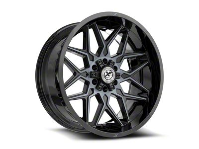 XF Offroad XF-238 Gloss Black and Machined Titanium Double Dark Tint Wheel; 20x10; -12mm Offset (18-25 Jeep Wrangler JL)