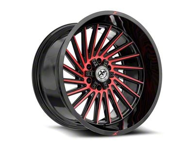 XF Offroad XF-239 Gloss Black and Red Machined Wheel; 20x9; 12mm Offset (18-25 Jeep Wrangler JL)