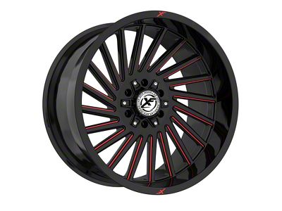 XF Offroad XF-239 Gloss Black and Red Milled Wheel; 26x12; -44mm Offset (07-18 Jeep Wrangler JK)