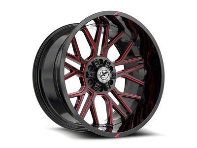 XF Offroad XF-235 Gloss Black and Red Milled 6-Lug Wheel; 20x10; -24mm Offset (16-23 Tacoma)