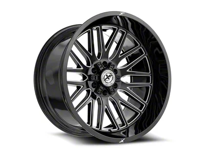 XF Offroad XF-240 Gloss Black and Milled 6-Lug Wheel; 24x14; -76mm Offset (05-15 Tacoma)