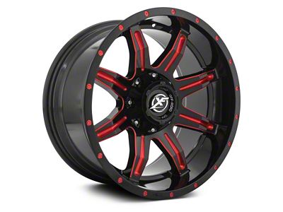XF Offroad XF-215 Gloss Black Red Milled 6-Lug Wheel; 20x9; 12mm Offset (17-24 Titan)