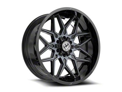 XF Offroad XF-238 Gloss Black and Machined Titanium Double Dark Tint 6-Lug Wheel; 20x10; -24mm Offset (16-24 Titan XD)