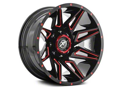 XF Offroad XF-218 Gloss Black Red Milled 5-Lug Wheel; 20x12; -44mm Offset (07-13 Tundra)