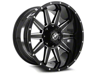 XF Offroad XF-219 Gloss Black and Milled 5-Lug Wheel; 20x9; 12mm Offset (07-13 Tundra)
