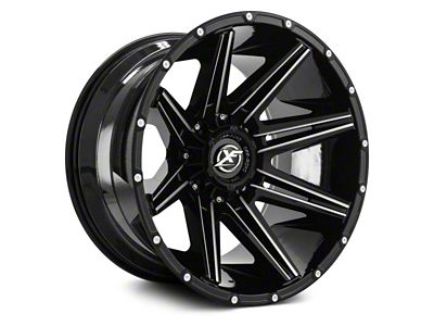 XF Offroad XF-220 Gloss Black Milled 5-Lug Wheel; 20x9; 12mm Offset (07-13 Tundra)