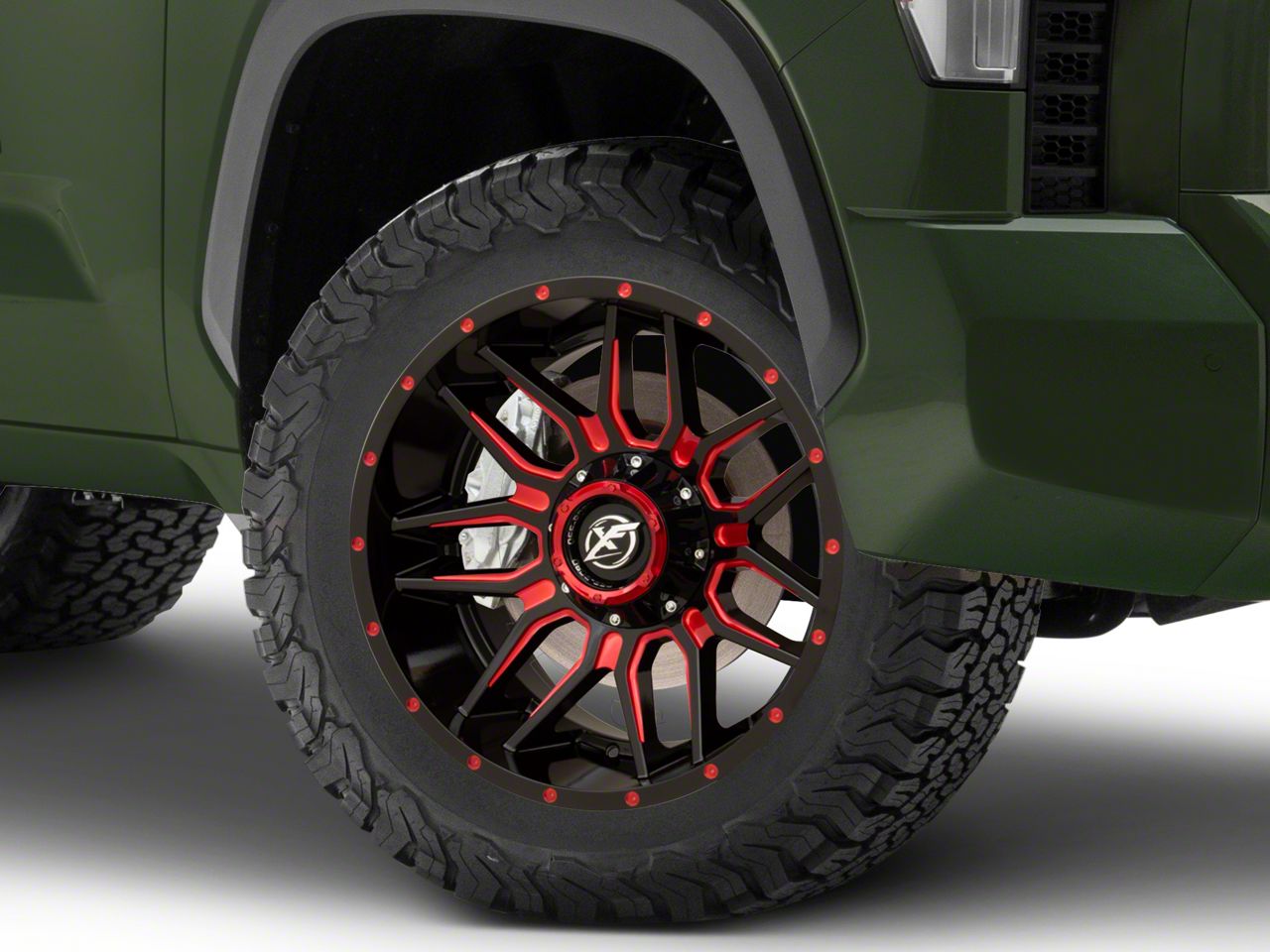 XF Offroad Tundra XF-222 Gloss Black Red Milled 6-Lug Wheel; 20x9 