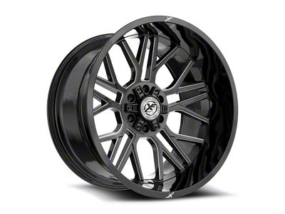 XF Offroad XF-235 Gloss Black and Milled 6-Lug Wheel; 24x12; -44mm Offset (22-25 Tundra)