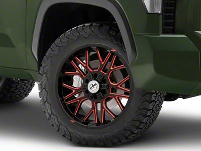 XF Offroad XF-235 Gloss Black Red Milled 6-Lug Wheel; 20x10; -12mm Offset (22-25 Tundra)