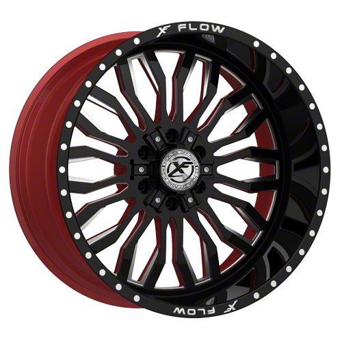 最旬トレンドパンツ XFX Flow XFX-305 Gloss Black and Milled with Red Inner Wheel; 24x12; -44mm  Offset (05-10 Jeep Grand Cherokee WK) 靴
