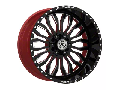 XFX Flow XFX-305 Gloss Black and Milled with Red Inner Wheel; 24x12; -44mm Offset (11-21 Jeep Grand Cherokee WK2)
