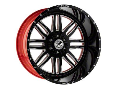 XFX Flow XFX-303 Gloss Black and Milled with Red Inner Wheel; 24x14; -76mm Offset (18-25 Jeep Wrangler JL)