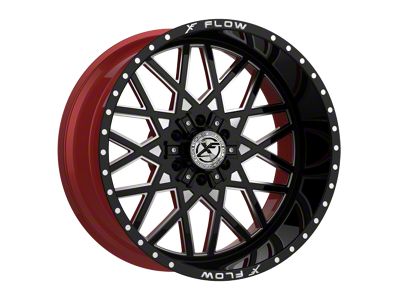 XFX Flow XFX-307 Gloss Black and Milled with Red Inner 6-Lug Wheel; 24x12; -44mm Offset (22-25 Tundra)