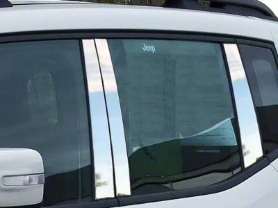 Pillar Post Trim; Stainless Steel; 6-Piece (15-23 Jeep Renegade BU)