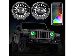 XK Glow 7-Inch RGB LED Headlights; Black Housing; Clear Lens (20-25 Jeep Gladiator JT)