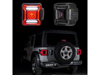 XK Glow LED Tail Lights; Black Housing; Dark Smoked Lens (18-25 Jeep Wrangler JL w/ Factory Halogen Tail Lights)