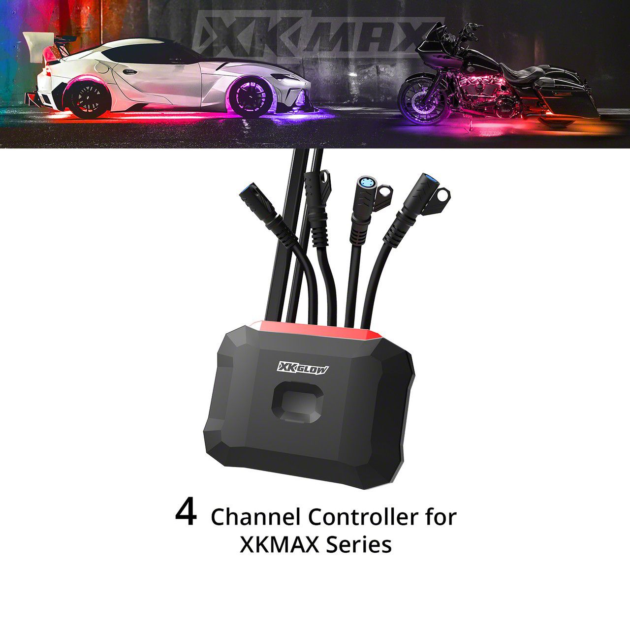 XK Glow XKmax RGBW LED Controller with 5 Amp Switch Harness; 4-Channel ...