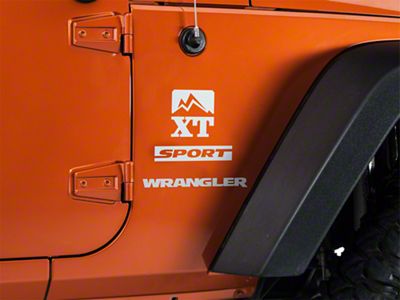 SEC10 Side Accent Decal with XT Logo; Silver (66-25 Jeep CJ5, CJ7, Wrangler YJ, TJ, JK & JL)