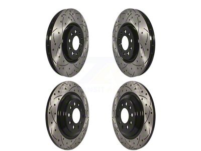 Drilled and Slotted Rotors; Front and Rear (14-23 Jeep Cherokee KL w/ Dual Piston Front Calipers)