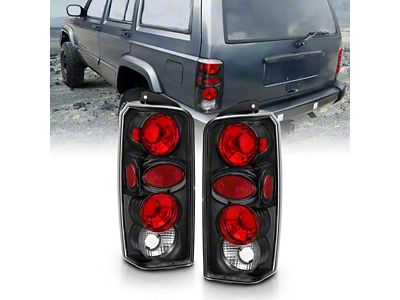 Tail Lights; Black Housing; Clear Lens (97-01 Jeep Cherokee XJ)