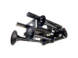 Universal Spare Tire Location Train Horn Kit with Model 730 Triple Horn; Black (Universal; Some Adaptation May Be Required)