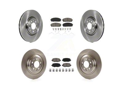 Vented Brake Rotor and Ceramic Pad Kit; Front and Rear (14-23 Jeep Cherokee KL w/ Dual Piston Front Calipers)