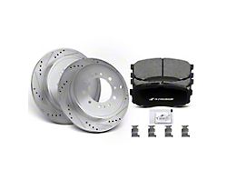 Drilled and Slotted 5-Lug Brake Rotor and Pad Kit; Rear (07-21 Tundra)