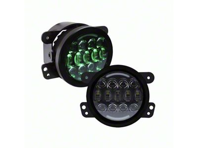 Fog Lights RGB Backlit 4 Inch; Black Front Face (07-18 Wrangler JK)