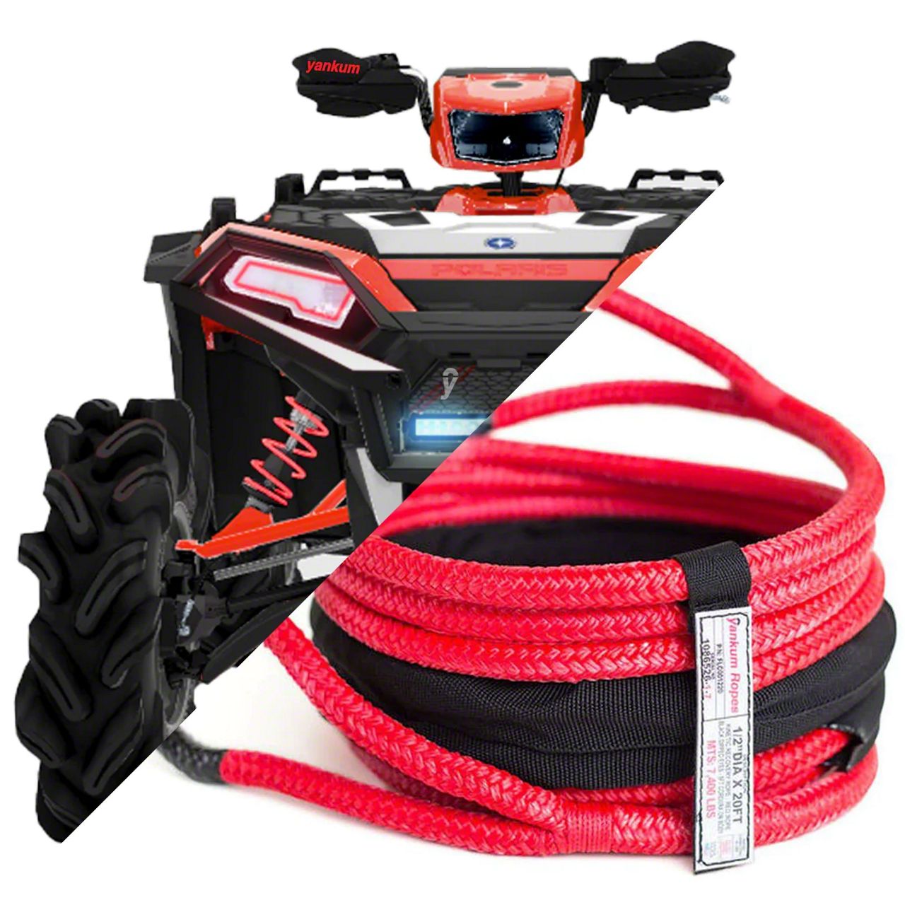 Yankum Ropes Jeep Wrangler 1/2-Inch x 20-Foot Kinetic Rope FLC005020 ...