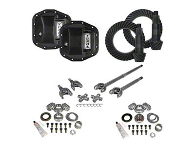 Yukon Gear Dana 44 Front/Dana 44 Rear Axle Ring Pinion and Gear Kit with Differential Covers and Front Axles; 5.38 Gear Ratio (18-25 Jeep Wrangler JL Rubicon)