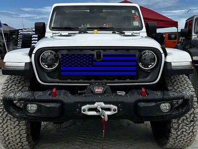 ZKD Customs Grille Insert; Black and Blue American Flag (24-25 Jeep Gladiator JT)