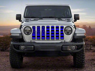 ZKD Customs Grille Insert; Black and Blue Dog Paw Flag (20-23 Jeep Gladiator JT)