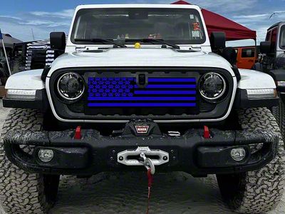 ZKD Customs Grille Insert; Black and Blue Dog Paw Flag (24-25 Jeep Gladiator JT)