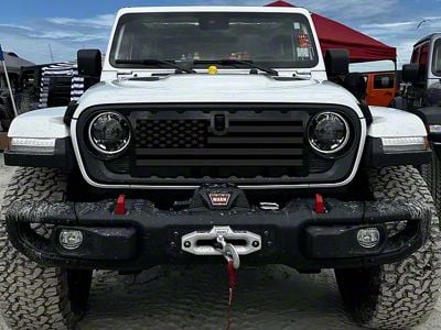 ZKD Customs Grille Insert; Black and Dark Gray American Flag (24-25 Jeep Gladiator JT)
